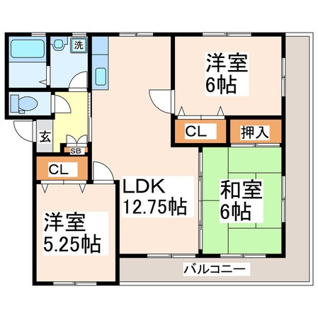 宇土スカイマンションBの物件間取画像